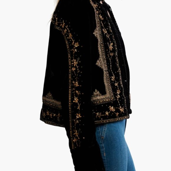 NWT   Free People Maxxie Embellished Velvet Jacket – Black/Gold  Small SOLD OUT - Picture 9 of 16